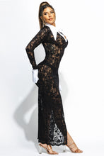 Load image into Gallery viewer, Accent Collared Lace Maxi Dress with Slit
