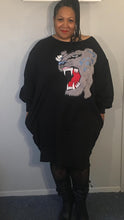 Load image into Gallery viewer, Black Tiger Oversized Plus Sweatshirt Dress
