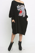 Load image into Gallery viewer, Black Tiger Oversized Plus Sweatshirt Dress
