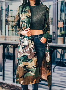 Button Front Sistah Camo Jacket