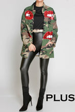 Load image into Gallery viewer, Red Lips Sequins Camo Jacket
