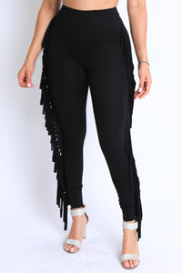 Black Fringe Leggings