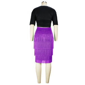 Tiered Tassel Straight Skirt