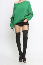 Load image into Gallery viewer, Money Green Oversized Slit Sweatshirt
