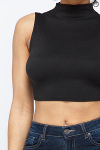 Mock Neck Sleeveless Crop Top