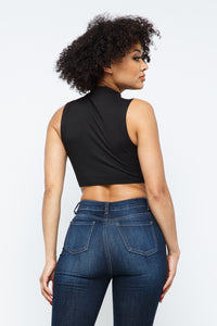 Mock Neck Sleeveless Crop Top