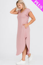 Load image into Gallery viewer, Cap Sleeve V Neck Plus Maxi Dress
