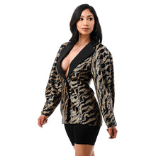 Load image into Gallery viewer, Plus Sequin Puff Long Sleeve Blazer
