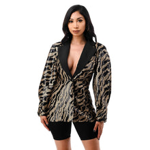 Load image into Gallery viewer, Plus Sequin Puff Long Sleeve Blazer
