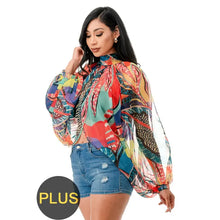 Load image into Gallery viewer, Plus Size Back Out Sheer Blouse
