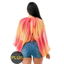 Load image into Gallery viewer, Plus Size Back Out Sheer Blouse
