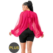 Load image into Gallery viewer, Plus Size Back Out Sheer Blouse
