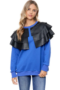 Ruffle Shoulder Sweatshirt