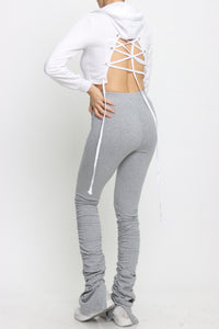 Ruching Bottom Slit Leggings