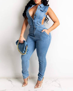 Denim Cut Out Jumpsuit