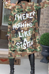 "The Sistah" Camo Long Plus Jacket