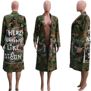 "The Sistah" Camo Long Plus Jacket