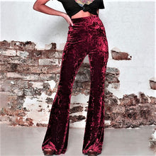 Load image into Gallery viewer, Velvet High Waisted Flared Leg Pants
